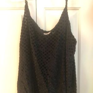 Loft Black Velvet polka dot tank top